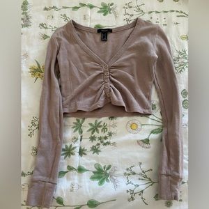 Forever 21 button down cropped long sleeve shirt size small